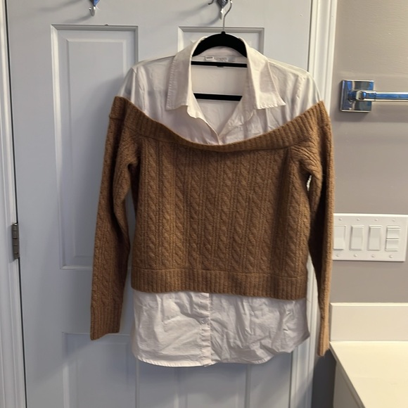 Anthropologie Flat White Twofer Layered Sweater Top - Picture 2 of 7